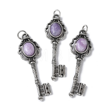 Key Brass Natural Lepidolite Big Pendants KK-D361-01AS-21-1