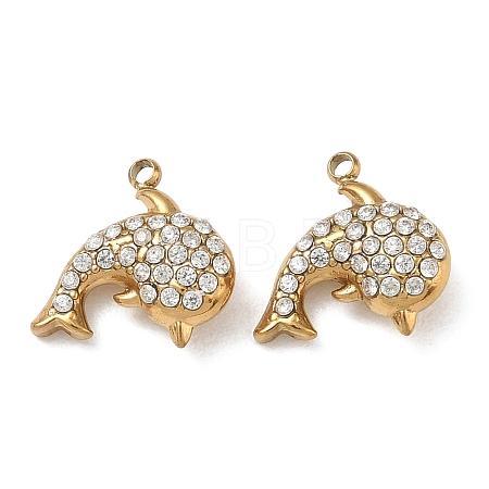 304 Stainless Steel Micro Pave Clear Cubic Zirconia Pendants CU-CBAF0F8-01D-G-1