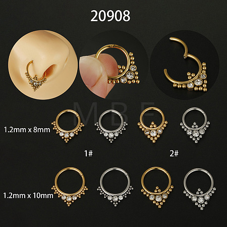 316L Surgical Stainless Steel Micro Pave Clear Cubic Zirconia Nose Rings WG1C8D8-06-1