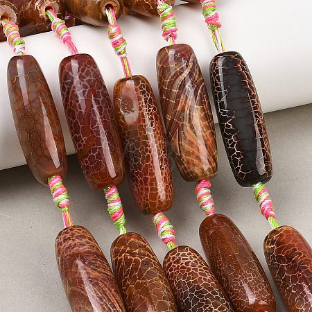 Natural Fire Crackle Agate Beads Strands G-P605-E01-01A-1