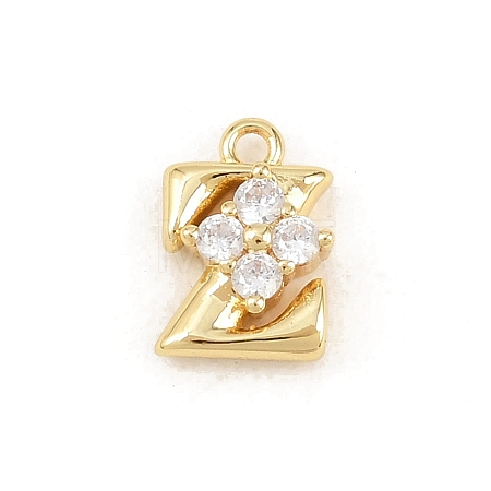 Brass Micro Pave Clear Cubic Zirconia Charms KK-Z151-18G-Z-1