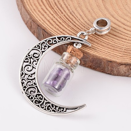 Moon Antique Silver Alloy European Dangle Charms X-PALLOY-JF00153-03-1