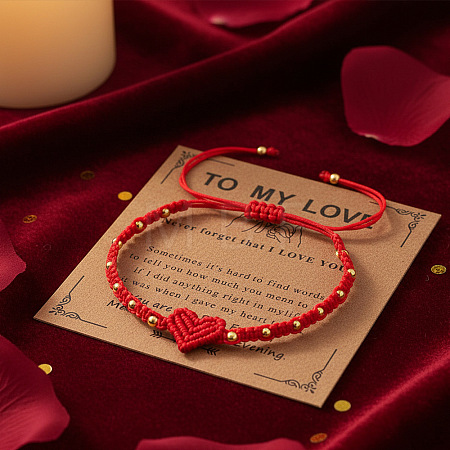 Braided Nylon Thread Heart Adjustable Bracelets ZR3363-2-1