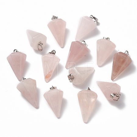 Cone/Spike/Pendulum Natural Rose Quartz Stone Pendants G-R278-82-1
