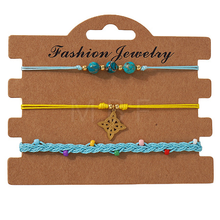 Summer Beach Style Adjustable Synthetic Green Turquoise Imperial Stone Beaded Bracelet Set UQ9789-2-1