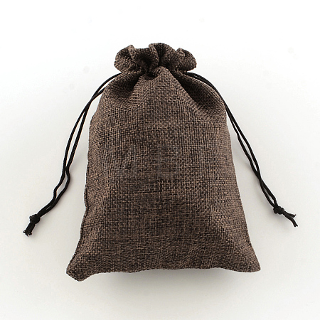 Polyester Imitation Burlap Packing Pouches Drawstring Bags X-ABAG-R004-14x10cm-10-1