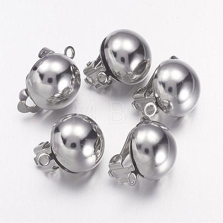 Platinum Brass Clip-on Earring Findings For Non-Pierced Ears Jewelry X-KK-E031-N-1