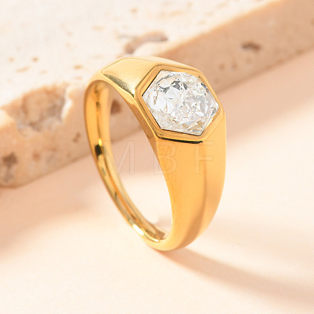 304 Stainless Steel with Cubic Zirconia Finger Rings FS-WG76F9A-10-1