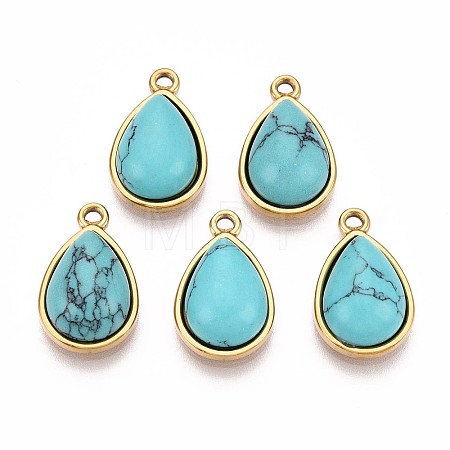 Synthetic Turquoise Teardrop Pendants STAS-N109-210C-G-1