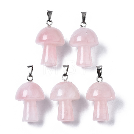 Natural Rose Quartz Pendants X-G-N0325-10I-1
