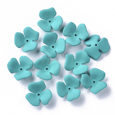 3-Petal Spray Painted Acrylic Bead Caps X-MACR-N007-01E-1