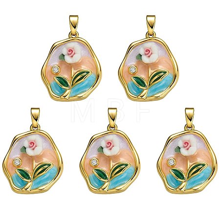 5Pcs Brass Enamel Pendants KK-SZ0002-58A-1