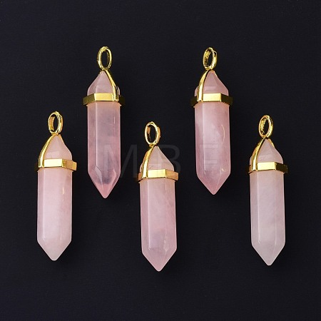 Natural Rose Quartz Pointed Pendants G-G025-01G-41-1