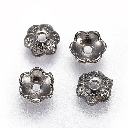 6-Petal Tibetan Style Alloy Flower Bead Caps LS-TIBE-S220-B-RS-1