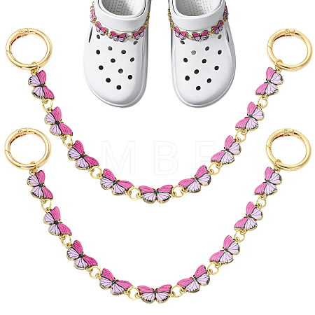 2Pcs Alloy Enamel Butterfly Boot Strap Chains HJEW-SW00418-1
