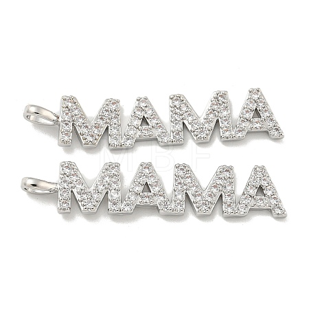 Mother's Day Brass Micro Pave Cubic Zirconia Pendants KK-K378-11P-1