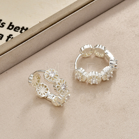 Brass Micro Pave Cubic Zirconia Hoop Earrings FS-WG31E2F-02-1