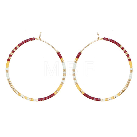 Handmade Glass Seed Beads Hoop Earrings HQ0649-1-1