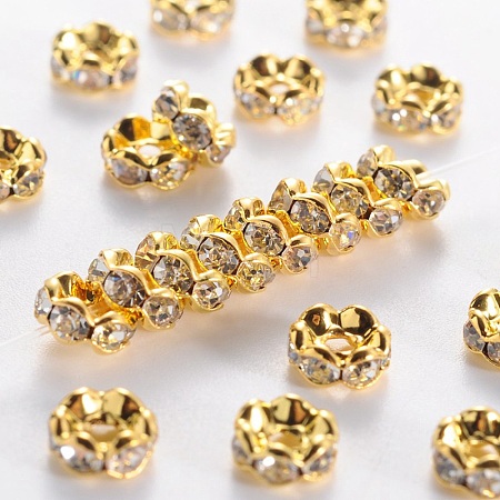 Rack Plating Brass Rhinestone Spacer Beads RSB028NF-01G-01-1
