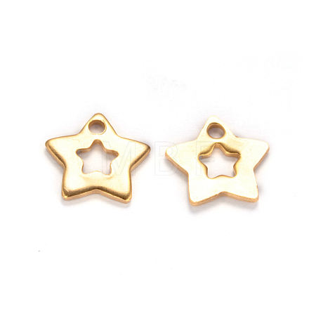 Ion Plating(IP) 304 Stainless Steel Star Charms STAS-M238-09-1