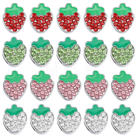 24Pcs 4 Styles Zinc Alloy Rhinestone Slide Charms ALRI-SC0001-66-1