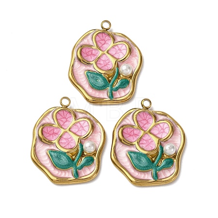 304 Stainless Steel Enamel Pendants STAS-P406-26A-G-1