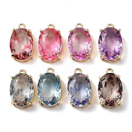 Brass Glass Charms KK-Z141-08G-1
