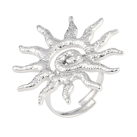 Non-Tarnish Textured Sun 304 Stainless Steel Adjustable Rings for Women RJEW-H231-01P-1