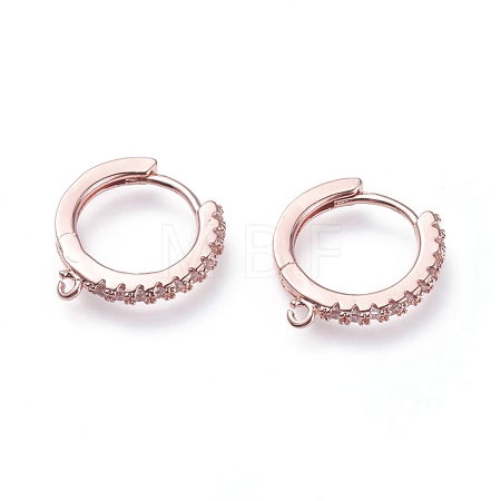 Brass Micro Pave Cubic Zirconia Huggie Hoop Earring Findings ZIRC-G156-07RG-1
