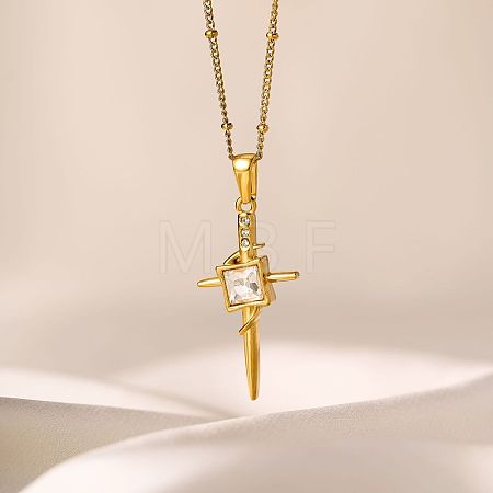 304 Stainless Steel Crystal Rhinestone Pendant Necklaces for Women WGFAA71-03-1