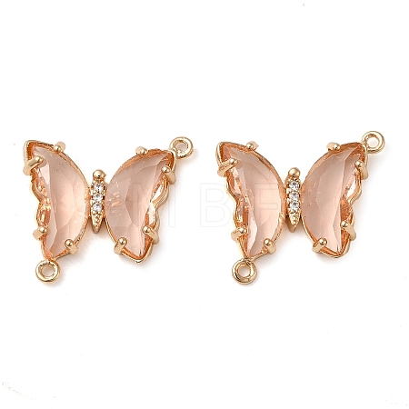 Brass Pave Faceted Glass Connector Charms FIND-Z020-04E-1