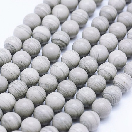 Natural Silver Line Jasper Beads Strands G-F531-6mm-O-1