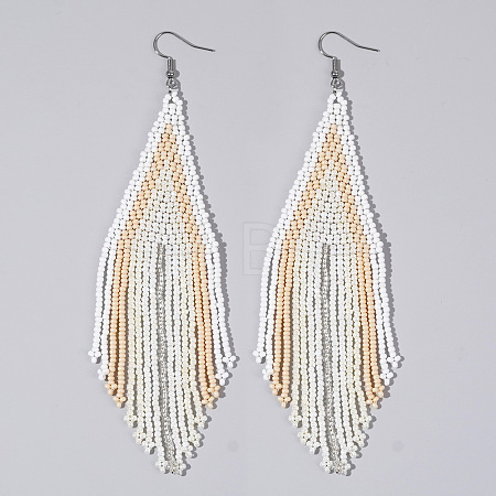 Handmade Glass Seed Beads Tassel Dangle Earrings EN2812-4-1