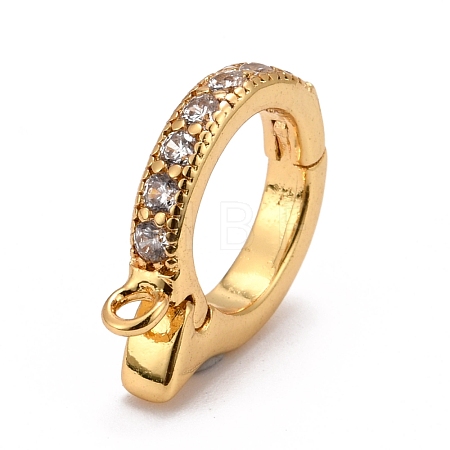 Brass Micro Pave Clear Cubic Zirconia Hoop Earring Findings ZIRC-I054-10G-1