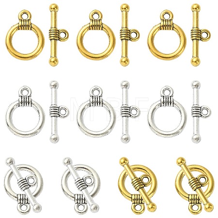 20Pcs 2 Colors Tibetan Style Alloy Toggle Clasps FIND-YW0004-22-1