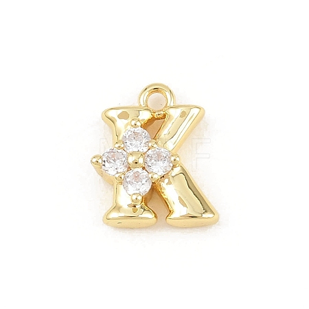 Brass Micro Pave Clear Cubic Zirconia Charms KK-Z151-18G-K-1