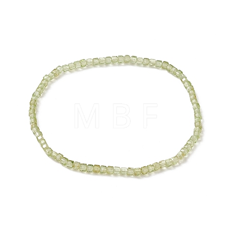 Natural Peridot Cube Beaded Stretch Bracelet for Women BJEW-JB08975-05-1