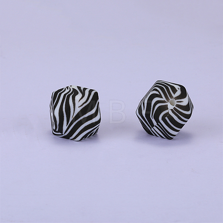 Colorful Pattern Printed Silicone Focal Beads LS-SI-JX0022A-12-1