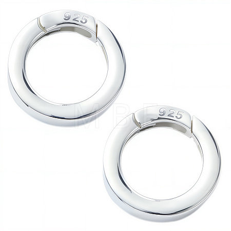 2Pcs 925 Sterling Silver Spring Gate Rings STER-SC0001-53-1