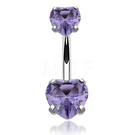 Heart Cubic Zirconia Belly Button Rings WG98059-03-1
