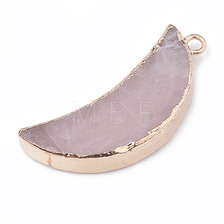 Electroplate Natural Rose Quartz Pendants X-G-S329-014C-1