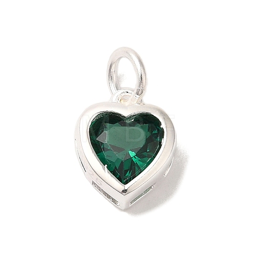 925 Sterling Silver Cubic Zirconia Heart Charms with Jump Rings FIND-U013-10S-01-1