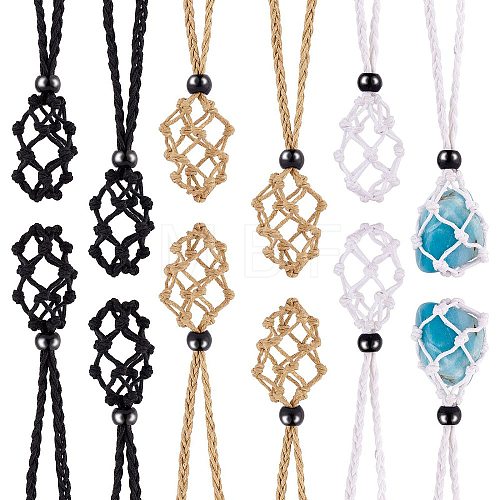 Braided Waxed Cotton Thread Cords Macrame Pouch Necklace Making AJEW-SW00020-1