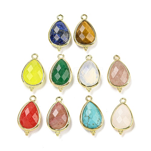 Natural & Synthetic Mixed Gemstone Faceted Pendants G-M431-15G-1