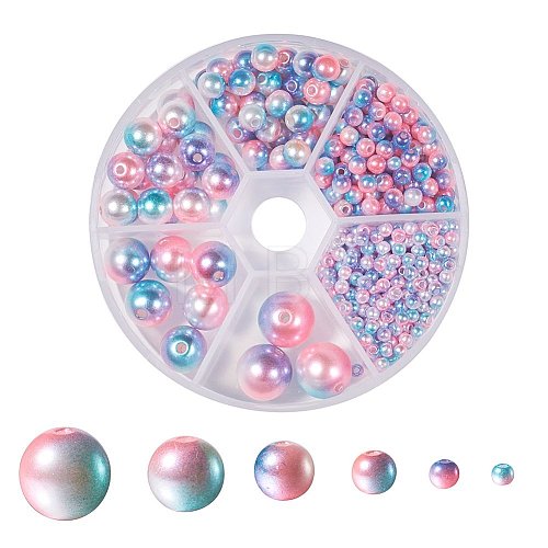 Rainbow ABS Plastic Imitation Pearl Beads OACR-YW0001-03M-1