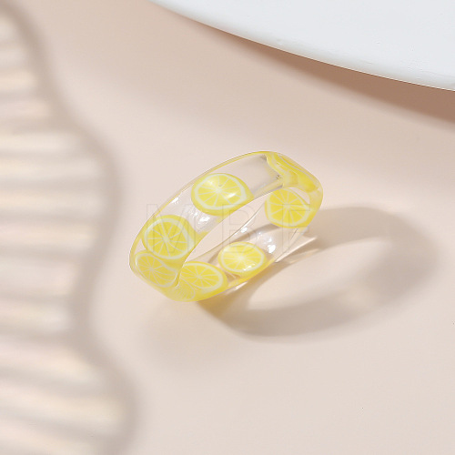 Summer Transparent Resin Fruit Pattern Finger Rings for Women WGF91BA-09-1