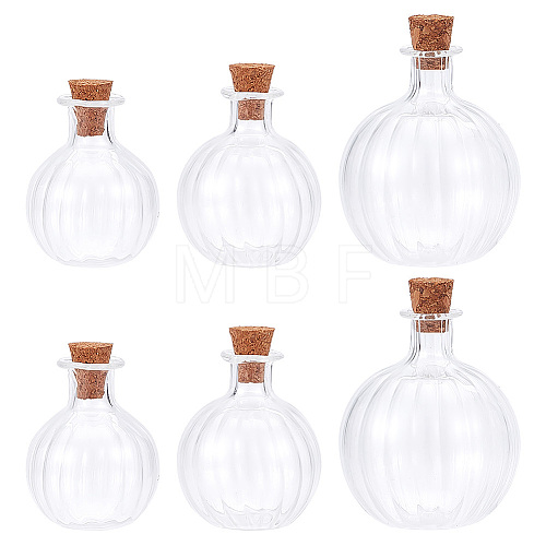 6Pcs 3 Style Chunky Glass Ball Wishing Bottle Ornament AJEW-DR0001-06-1