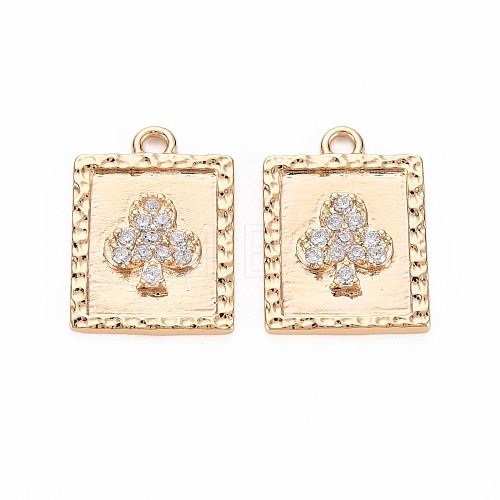 Brass Micro Pave Clear Cubic Zirconia Pendants KK-S356-769-1