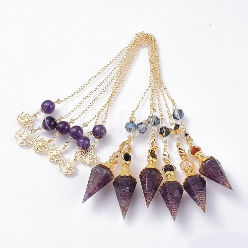 Resin Hexagonal Pointed Dowsing Pendulums(Brass Finding and Gemstone Inside) G-L521-A12-1