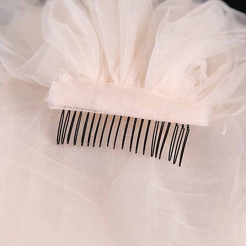 Long Mesh Tulle Bridal Veils with Combs HULI-PW0002-023A-01-1